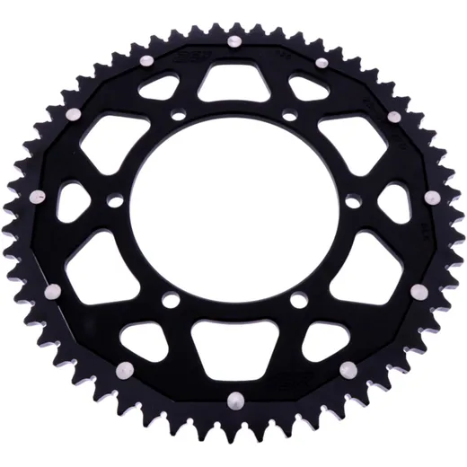 Rear sprocket dual 58 tooth pitch 428 black ZF inner diameter 108 bolt spacing 123 for: Aprilia RS, RS4, Tuono