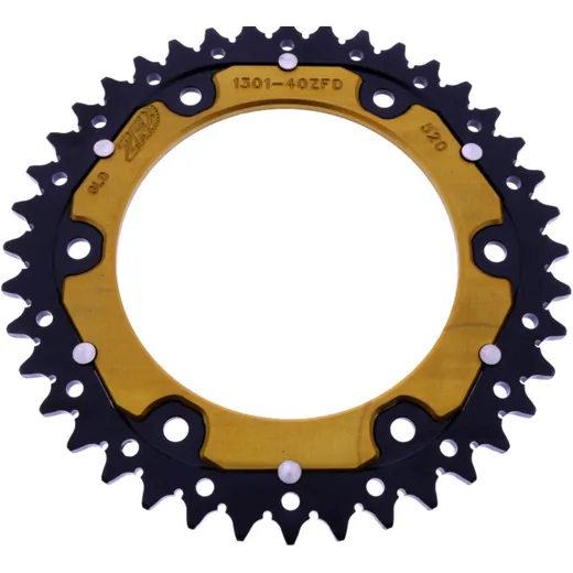 Rear sprocket dual 40 tooth pitch 520 gold ZF inner diameter 125 bolt spacing 153 for: Honda CRF