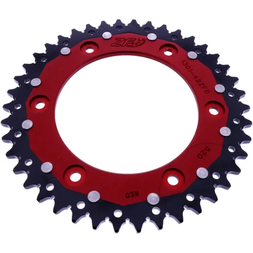 Rear sprocket dual 42 tooth pitch 520 red ZF inner diameter 125 bolt spacing 153 for: Honda CRF
