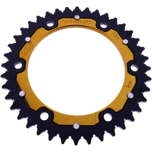 Rear sprocket dual 40 tooth pitch 525 gold ZF inner diameter 134 bolt spacing 160 for: Honda CBR, NT