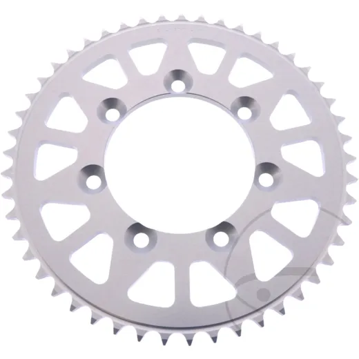 Rear sprocket aluminium 49 tooth pitch 428 silver ESJOT inner diameter 085 bolt spacing 100 for: TM Racing MX, SMX