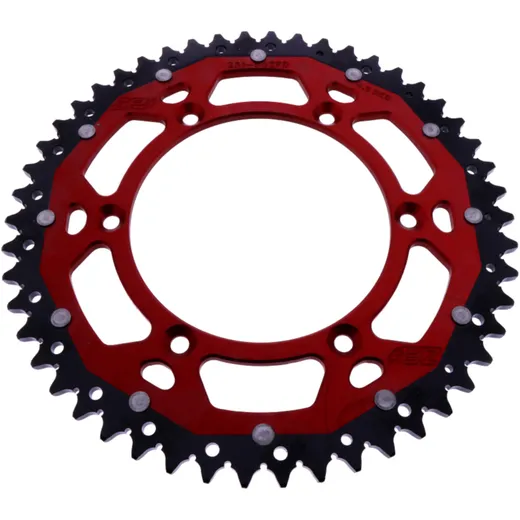 Rear sprocket dual 50 tooth pitch 520 red ZF inner diameter 130 bolt spacing 150 for: Fantic XEF, XX, XXF