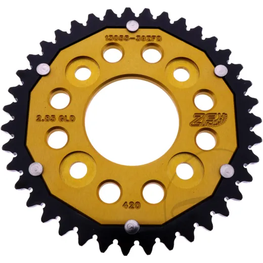 Rear sprocket dual 39 tooth pitch 420 gold ZF inner diameter 058 bolt spacing 090 for: Honda MSX, Z