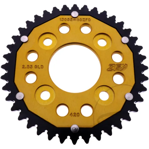 Rear sprocket dual 40 tooth pitch 420 gold ZF inner diameter 058 bolt spacing 090 for: Honda MSX, Z