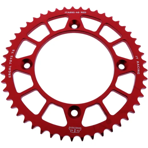 Rear sprocket aluminium 49 tooth pitch 428 red JT inner diameter 110 bolt spacing 132 for: KTM SX