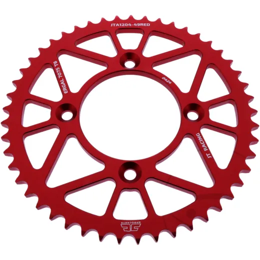 Alu - Kettenrad 49Z Teilung 428 rot JT Innendurchmesser 080 Lochkreis 100 passend für: AJP PR3