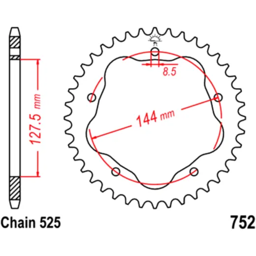 Rear sprocket aluminium 41 tooth pitch 525 silver for sprocket