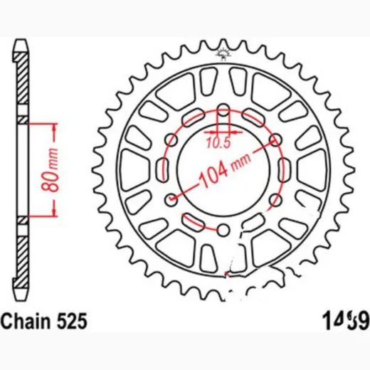 Alu-Kettenrad 43Z Teilung 525 silber JTA148943_1