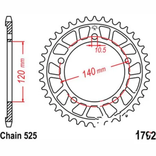 Alu-Kettenrad 42Z Teilung 525 silber_1