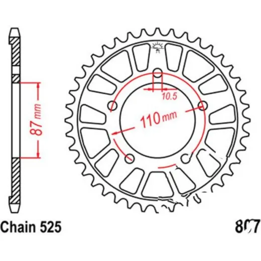Alu-Kettenrad 44Z Teilung 525 silber_1