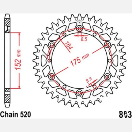 Alu-Kettenrad 47Z Teilung 520 silber JTA85347_1
