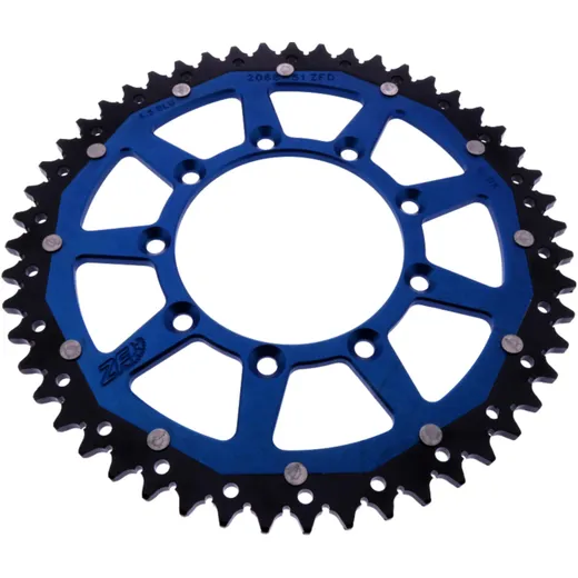 Kettenrad Dual 51Z Teilung 520 blau ZF Innendurchmesser 105 Lochkreis 124 passend für: TM Racing EN, MX