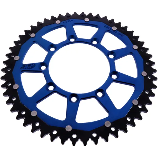 Rear sprocket dual 52 tooth pitch 520 blue ZF inner diameter 105 bolt spacing 124 for: TM Racing EN, MX