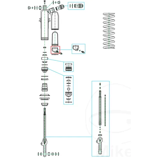 Gas cap suspension strut KAYABA 50 mm for: Kawasaki KX, KLX, Hu