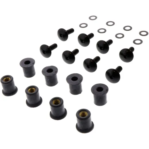 JMP Fairing Bolt Kit with Rubber Nuts M6 15mm Black
