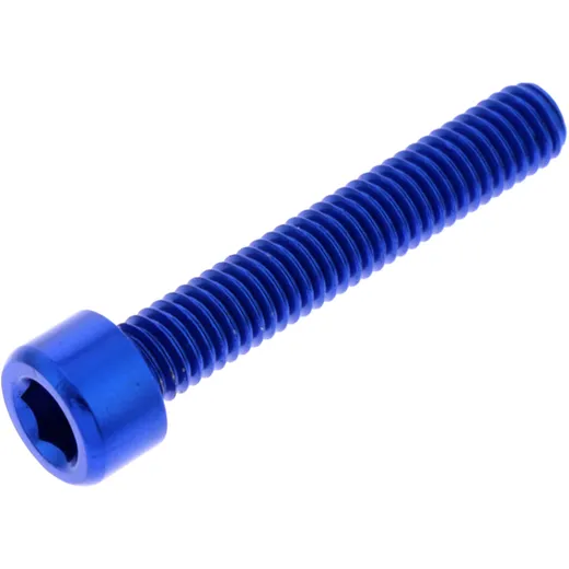 Zylinderschraube M6x1,00 mm 35 mm aus Aluminium blau