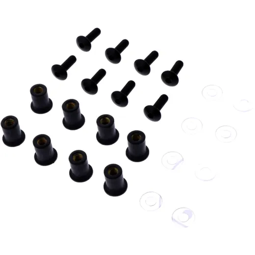 Verkleidungsschrauben-Satz JMP schwarz mit Gummimutter M5 12.5 mm