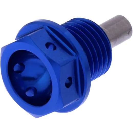Oil drain plug magnetic JMP M14X1. 5mm 12mm alu racing blue for: Triumph Tiger, Bonneville, Street Triple
