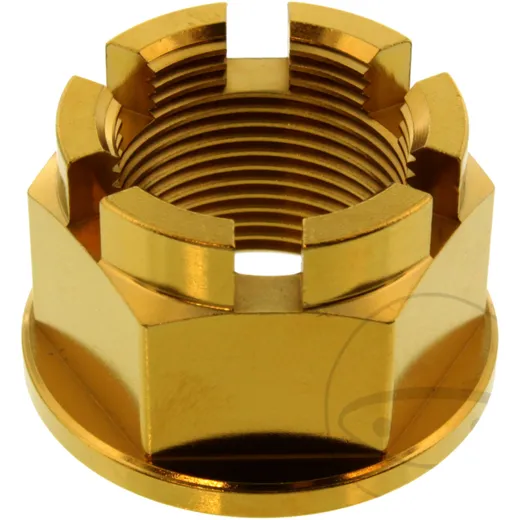 Axle nut M24X1. 5mm stainless steel A4 gold for: Kawasaki ZX - 6R, ZX - 10R, ZZR