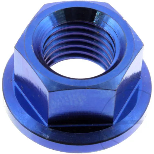 Sprocket nut M10X1. 25mm titanium blue for: Kawasaki Z, Ninja, ZZR, Honda CB, CBR, XL