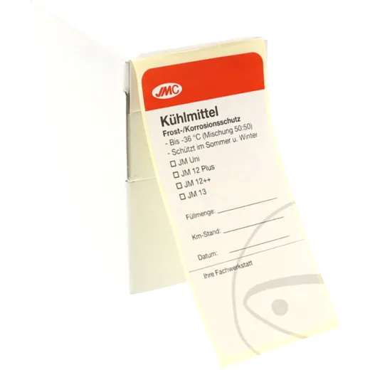 JMC Etiketten für Kühlmittelwechsel 100 Stück Spenderbox