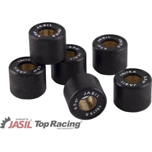JASIL Variator Rollers Set 19x15,5mm 6,5gr - 6 pieces for Piaggio, Aprilia, Derbi