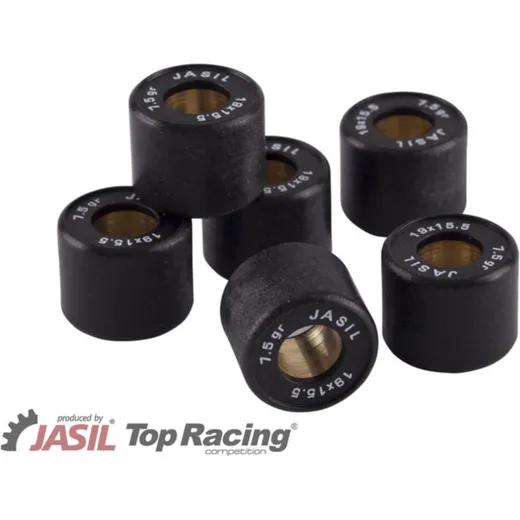 JASIL Variator Rollers Set 19x15,5mm 7,5gr - 6 pieces for Piaggio, Aprilia, Derbi