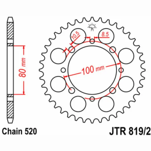 JT SPROCKETS Steel Standard Rear Sprocket - 520 for Suzuki GN250, GT250, GZ250MARAUDER