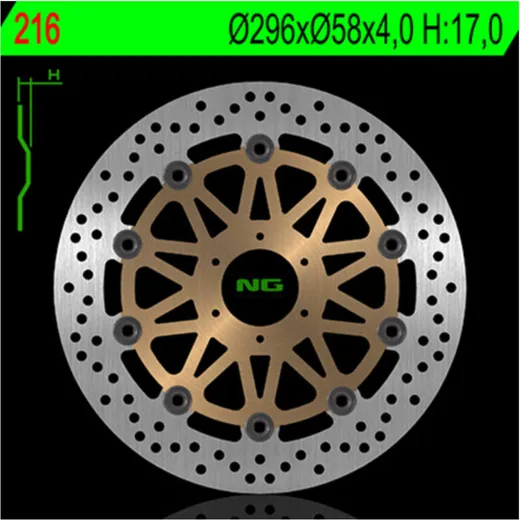 NG BRAKES Bremsscheibe schwimmend - 216 für Honda CB400, CBR600F, CBR900RR
