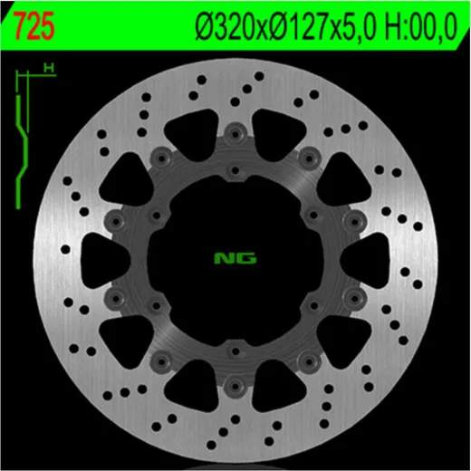 NG BRAKES Bremsscheibe schwimmend - 725 für KTM 640SUPERMOTO, 690SUPERMOTO