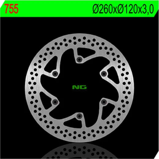 NG BRAKES Bremsscheibe starr - 755 für Husqvarna CR125, CR250, CR360 Husaberg FC501, FC600, FE350