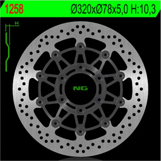 NG BRAKES Bremsscheibe schwimmend - 1258 für Triumph DAYTONA955T595, DAYTONA955I, SPEEDTRIPLE955I