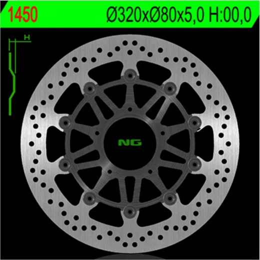 NG BRAKES Bremsscheibe schwimmend - 1450 für MV Agusta BRUTALE675, BRUTALE800, DRAGSTER800