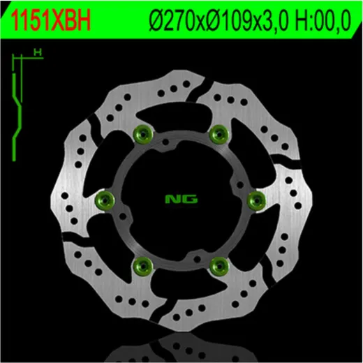 NG BRAKES Petal Bremsscheibe schwimmend - 1151XBH für Husqvarna, Husaberg, Kawasaki