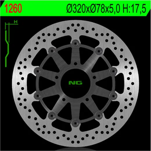 NG BRAKES Bremsscheibe schwimmend - 1260G für Triumph SPEEDTRIPLE1050, TIGER1050