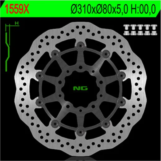 NG BRAKES Petal Bremsscheibe schwimmend - 1559X für Kawasaki GTR1400, VERSYS1000, Z800