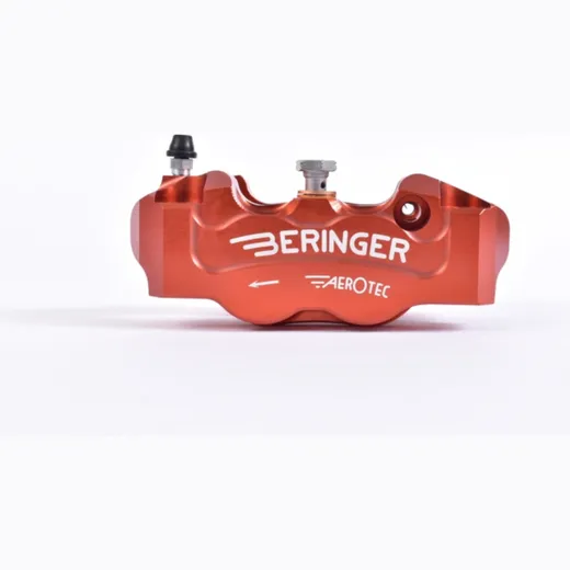 BERINGER Aerotec® Bremssattel radial links 4 Kolben Ø 32 mm Abstand 108 mm rot für KTM, Husqvarna, Suzuki