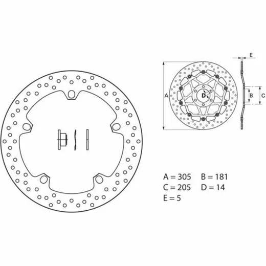 BREMBO Serie Oro Bremsscheibe starr - 168B407D6 für BMW R1200GS, R1200GSADVENTURE, R1250GS
