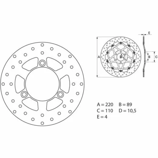 BREMBO Serie Oro Bremsscheibe starr - 68B40729 für Suzuki UX125SIXTEEN