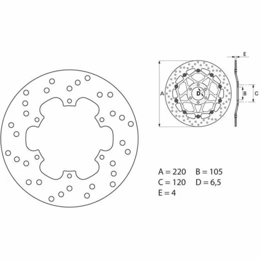 BREMBO Serie Oro Bremsscheibe starr - 68B40738 für Piaggio, Vespa, Gilera