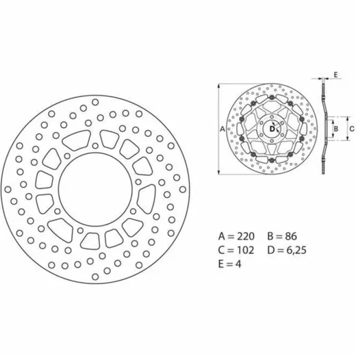 BREMBO Serie Oro Bremsscheibe starr - 68B40742 für Yamaha XT600, XTZ660
