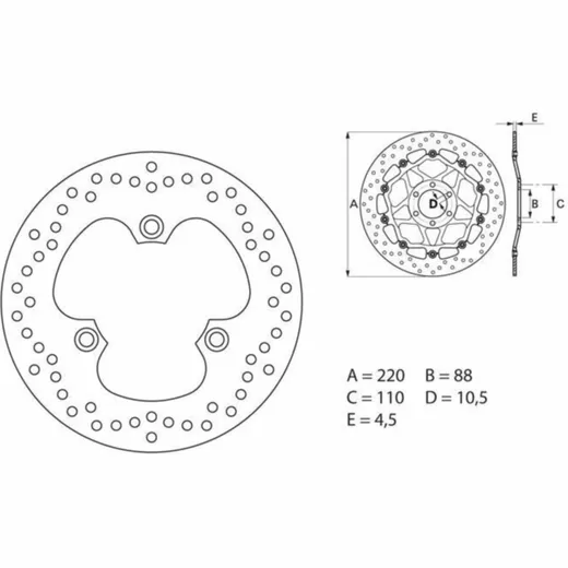 BREMBO Serie Oro Bremsscheibe starr - 68B40743 für Honda CBR600F, NS400