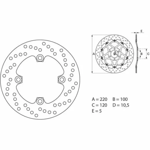 BREMBO Serie Oro Bremsscheibe starr - 68B40747 für Kawasaki ER-6F, ER-6N, NINJAZX-10R