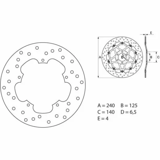 BREMBO Serie Oro Bremsscheibe starr - 68B40776 für Piaggio, Gilera, Italjet