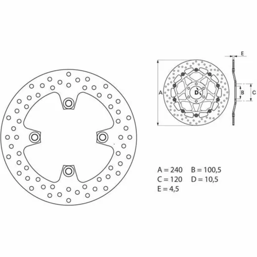 BREMBO Serie Oro Bremsscheibe starr - 68B40779 für Kawasaki ZR550, ZR-7, ZXR400