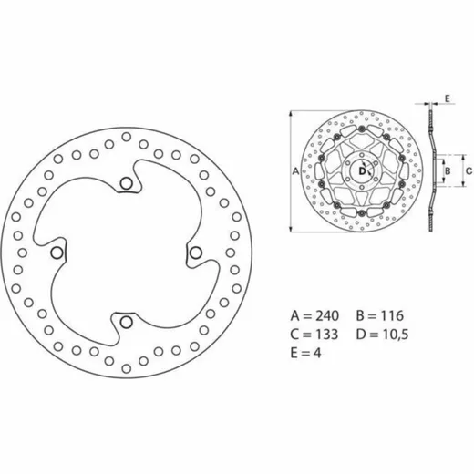 BREMBO Serie Oro Bremsscheibe starr - 68B40782 für Kawasaki KLX450, KX125, KX250 Suzuki RM-Z250