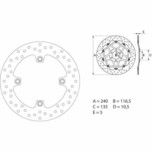 BREMBO Serie Oro Bremsscheibe starr - 68B40783 für Honda CB600FHORNET, CBF1000, CBF500
