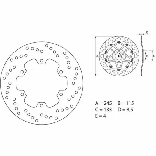 BREMBO Serie Oro Bremsscheibe starr - 68B40791 für Ducati, Laverda, Yamaha