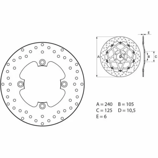 BREMBO Serie Oro Bremsscheibe starr - 68B40797 für Honda NSS300FORZA