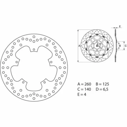 BREMBO Serie Oro Bremsscheibe starr - 68B407B6 für Piaggio, Gilera, Aprilia